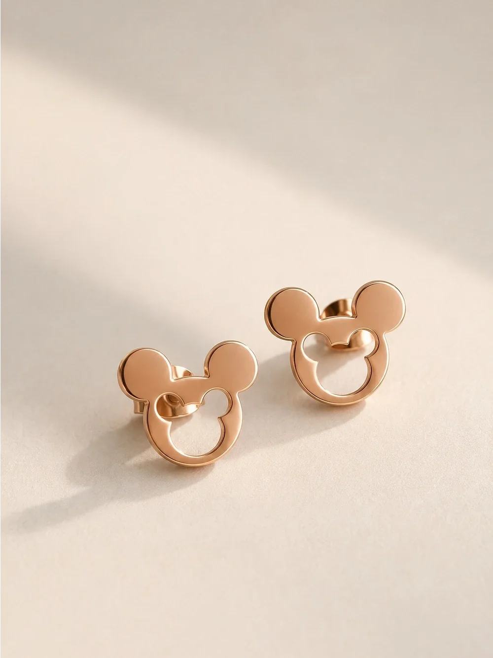 Kids Rose Gold Mouse-Shaped Stud Earrings Gold Plated Hypoallergenic